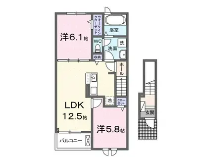 カフア テラス(2LDK/2階)の間取り写真