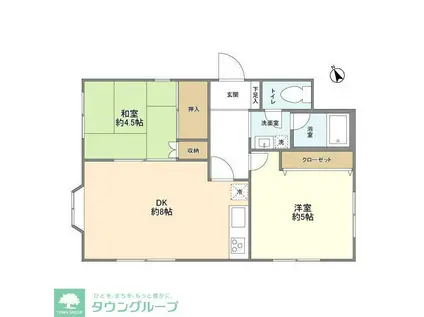 中落合3丁目1階部分(2DK/1階)の間取り写真