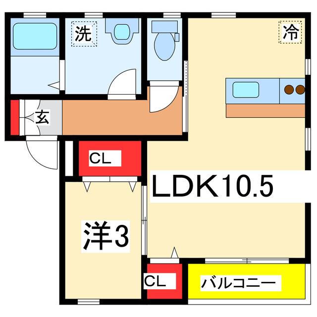 モーント米山壱番館(1LDK/2階)の間取り写真