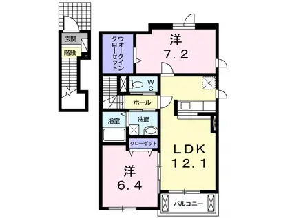 スカイツリー B(2LDK/2階)の間取り写真