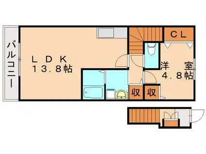 メゾン・ド・Y(1LDK/2階)の間取り写真
