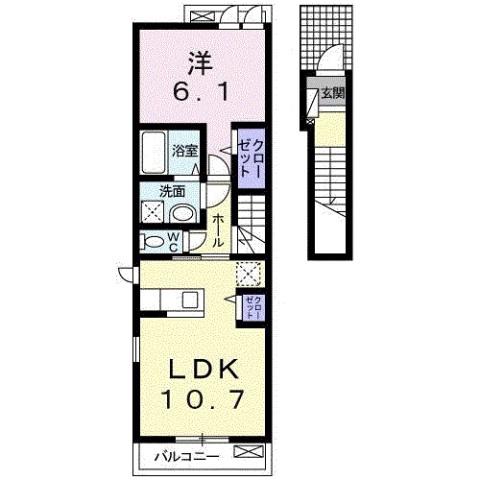 ラフレシール・M(1LDK/2階)の間取り写真