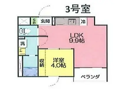 伊勢原市伊勢原3丁目マンション(1LDK/4階)の間取り写真