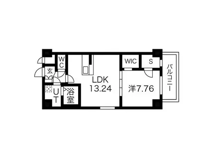 グランドソレイユ伝馬(1LDK/10階)の間取り写真
