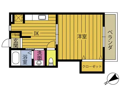 AOWA E(1DK/1階)の間取り写真