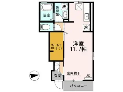 サンモールかいけ(ワンルーム/1階)の間取り写真