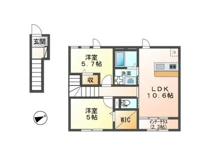 FELUCA(2LDK/2階)の間取り写真