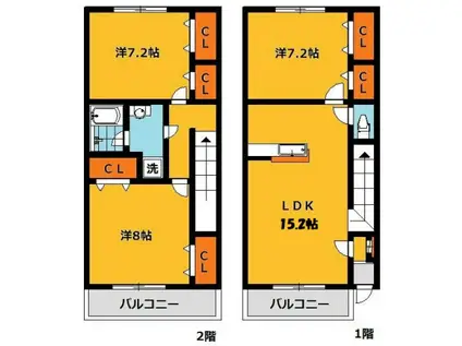 あさひレジデンス六番館イースト(3LDK/1階)の間取り写真