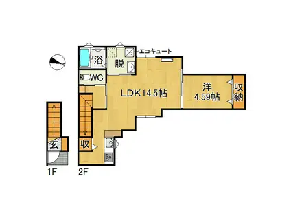 T.T.HOUSE 雪(1LDK/2階)の間取り写真