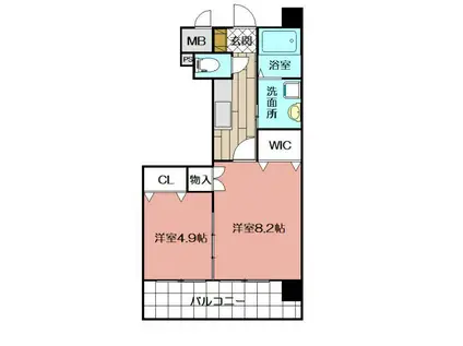 アースコートY`Sシティ香春口(2K/11階)の間取り写真