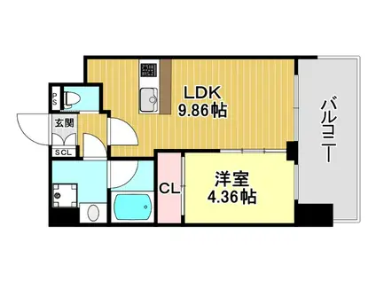 プレジオ塚本ASIAN(1LDK/10階)の間取り写真