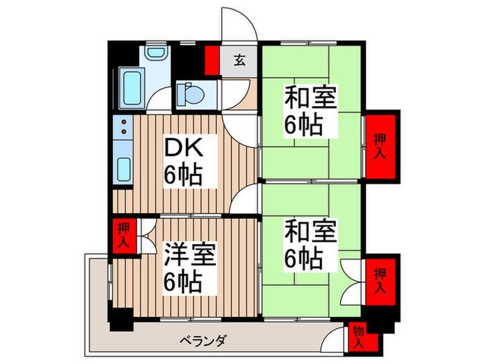 コープ春日部B(3DK/3階)の間取り写真