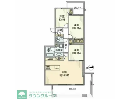 ロイヤルシーズン溝の口カーサ(3LDK/3階)の間取り写真