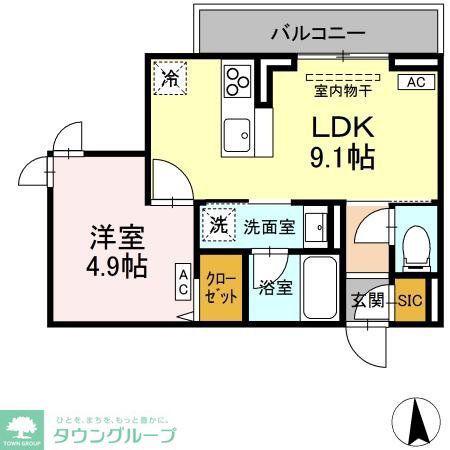 D-ROOM寺町(1LDK/2階)の間取り写真