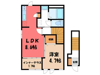 プレ・ヴィラージュ(1LDK/2階)の間取り写真