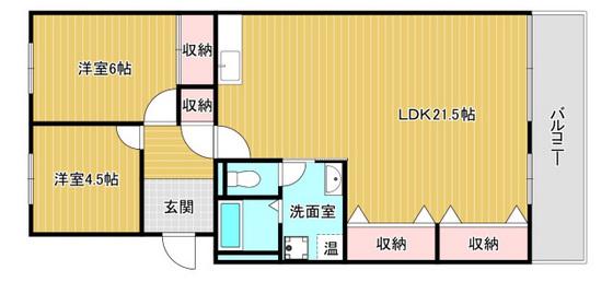 コープ野村牛田(2LDK/4階)の間取り写真