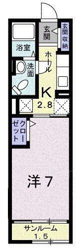 ディアコート河西(1K/1階)の間取り写真