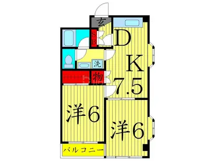 ヴィレヂ・ハピネス3(2DK/4階)の間取り写真