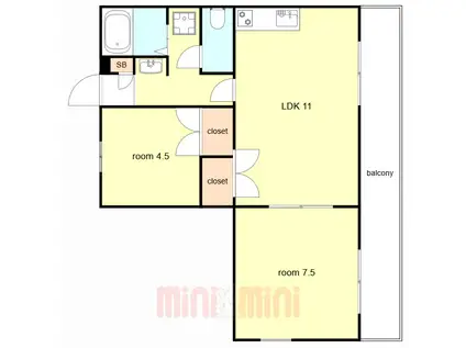 ヴィ フォレストI・II(2LDK/1階)の間取り写真