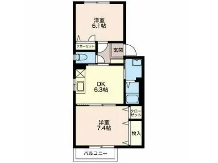 ベガ・M(2DK/1階)の間取り写真