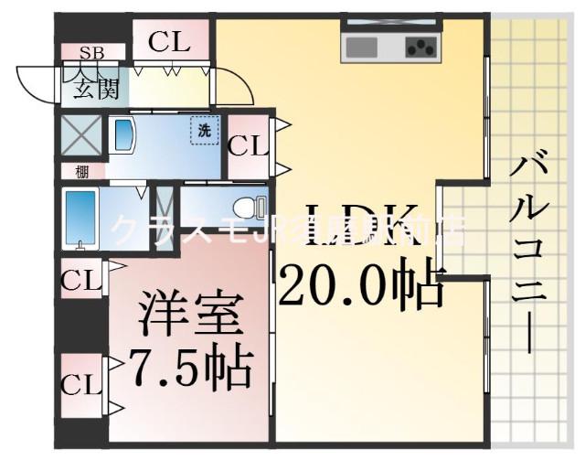 ソフィットクラブ(1LDK/7階)の間取り写真