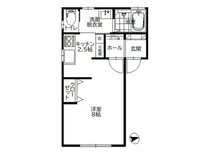 SOIE PARTIR(ワンルーム/1階)の間取り写真