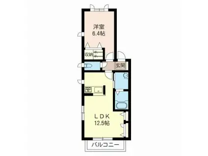 トリアングル コリーヌ(1LDK/2階)の間取り写真
