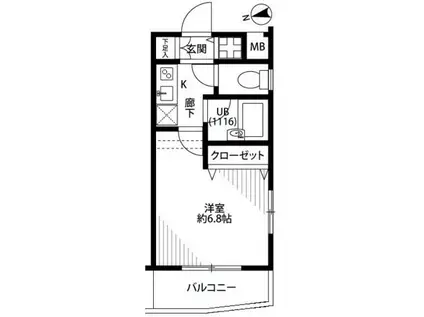 プレールドゥーク西新宿(1K/3階)の間取り写真