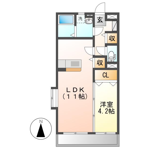 ブリリアント真壁(1LDK/3階)の間取り写真