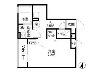 グランバリエ志村(1K/1階)の間取り写真