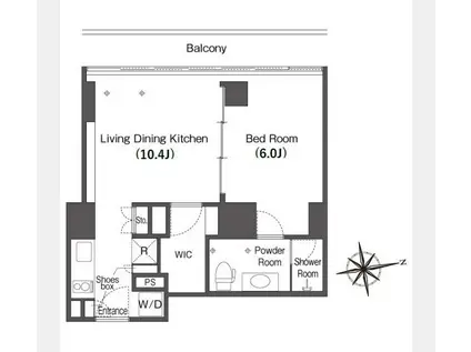 フロンティアレジデンスザタワー品川(1LDK/21階)の間取り写真