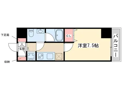 エスフォート江坂垂水町(1K/8階)の間取り写真