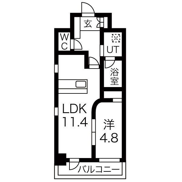 GK FAN レジデンス(1LDK/8階)の間取り写真