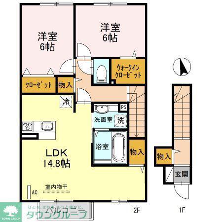 リッカ ティル(2LDK/2階)の間取り写真