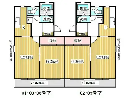 サンシャトレ神ノ輪(1LDK/1階)の間取り写真