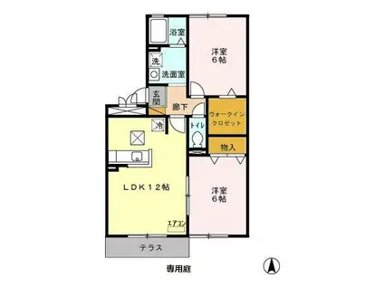 サンモール六実(2LDK/1階)の間取り写真