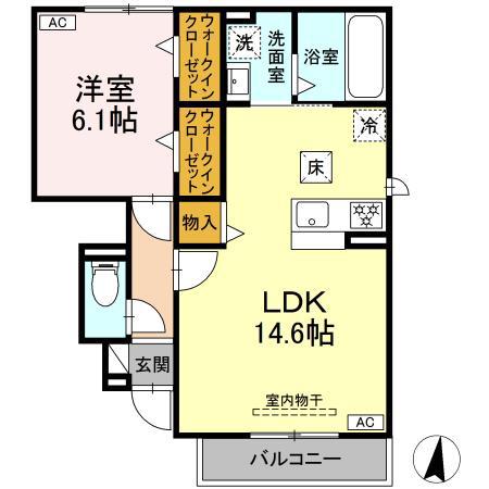 ラフィーネ(1LDK/1階)の間取り写真