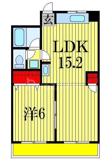 サンライズ船橋(1LDK/1階)の間取り写真