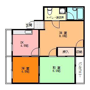 ラセーヌ東林間(3DK/3階)の間取り写真