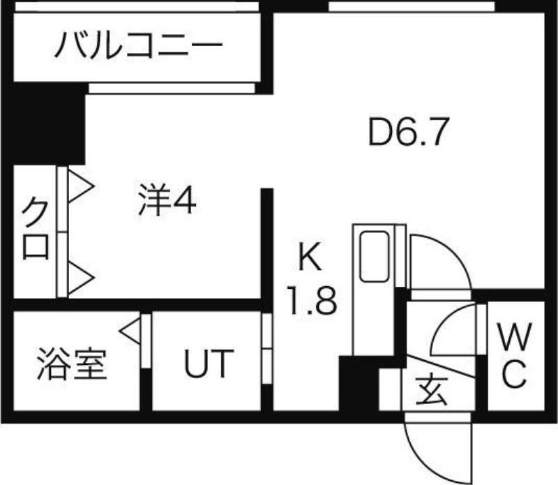 レジデンスタワー札幌(1DK/3階)の間取り写真