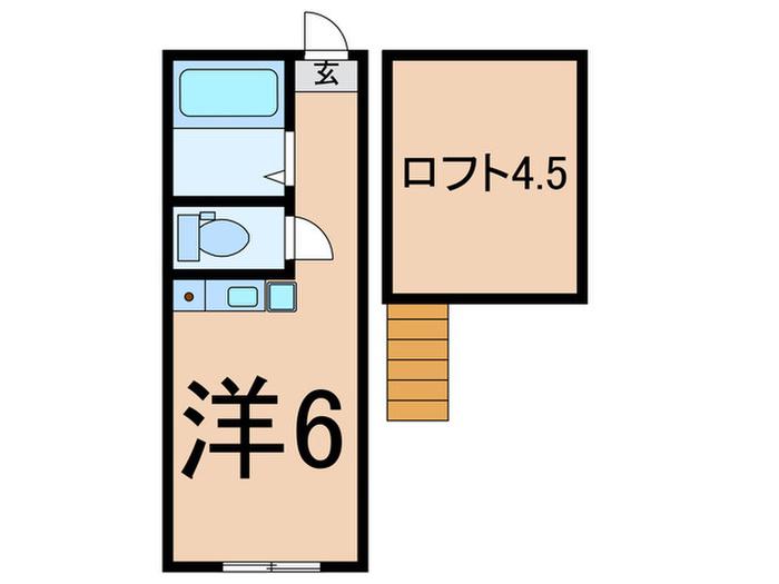 ユナイト新川崎ジャンヌ・ダルク(ワンルーム/2階)の間取り写真
