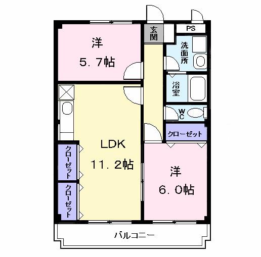 サザンウインドパートIII(2LDK/3階)の間取り写真