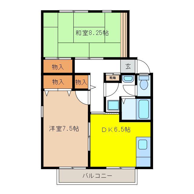 サンロードK B(2DK/2階)の間取り写真