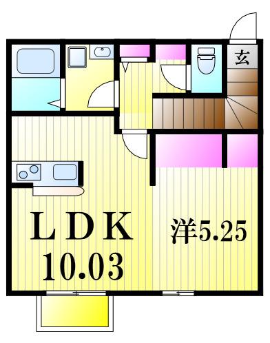 セナリオフォルム柏たなかII(1LDK/2階)の間取り写真