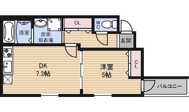 フジパレス大宮(1DK/1階)の間取り写真
