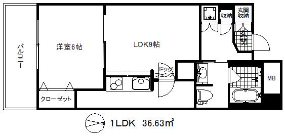 カトルセゾン(1LDK/7階)の間取り写真