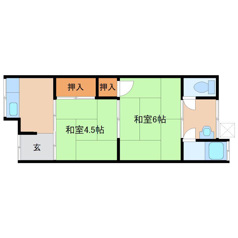 若王寺1丁目文化(2K/2階)の間取り写真