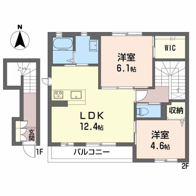 クレール輝(2LDK/2階)の間取り写真