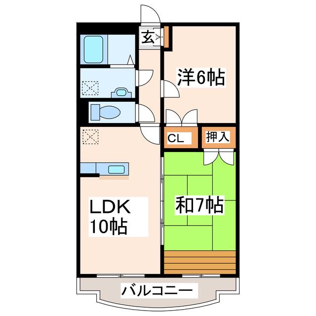 アヴァンドラガール(2LDK/2階)の間取り写真