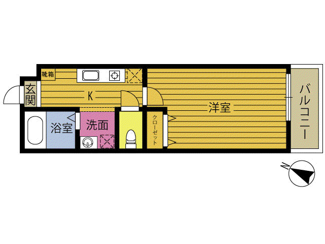 CARRE上人(1K/2階)の間取り写真